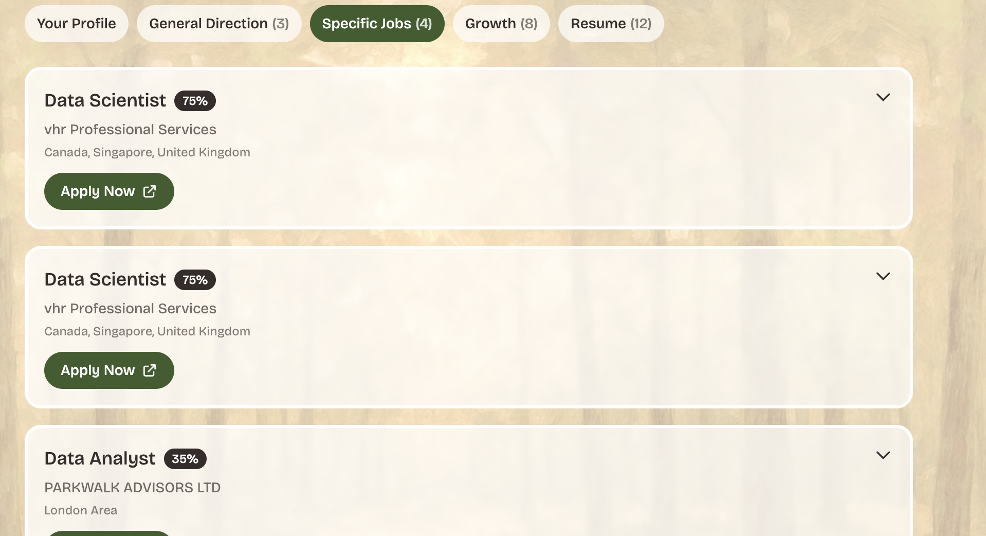 Career Assessment Screenshot